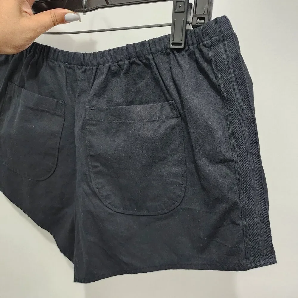 NEW By Anthropologie Women's Black Linen Tap Shorts Pull-on Resort Travel Size M - Picture 9 of 16
